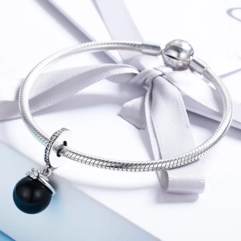 (slika za) Viseči srebrni prestižni biseri v stilu Pandora - SCC572 - Ogled 6