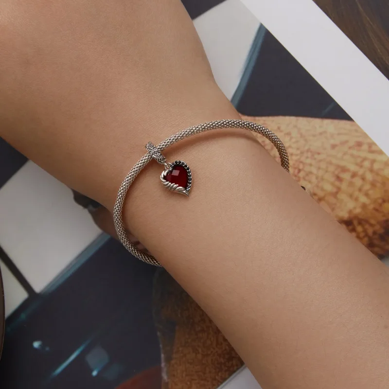 (slika za) Viseči srček iz vrtnic v stilu Pandora - SCC2406 - Ogled 5