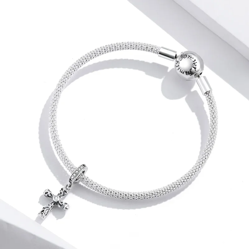 (slika za) Viseči viseči križ v srebrnem stilu Pandora Vintage - BSC313 - Ogled 3