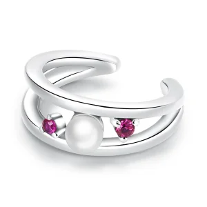 (slika za) Pandora Style Exquisite Shell Pearl dvoslojna sponka za uho - SCE1431