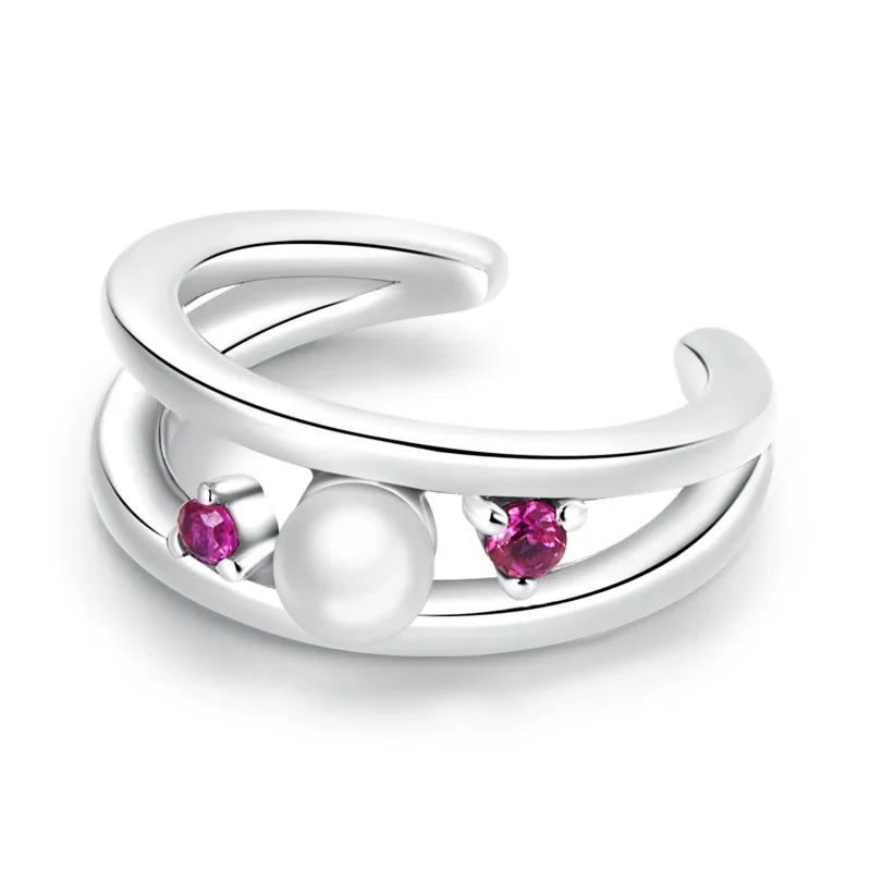 (slika za) Pandora Style Exquisite Shell Pearl dvoslojna sponka za uho - SCE1431 - Slika izdelka