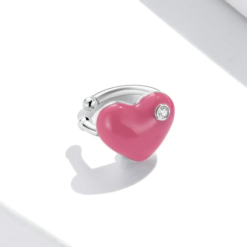 (slika za) Sponka za uho Pandora Style Rose Red Heart - SCE1362 - Ogled 2