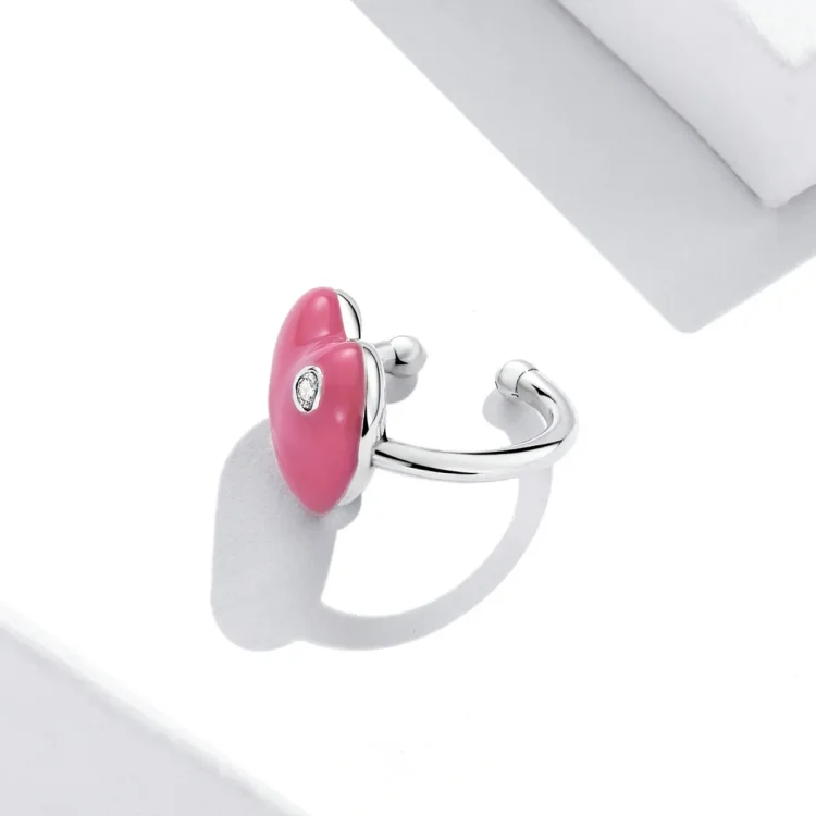 Sponka za uho Pandora Style Rose Red Heart - SCE1362