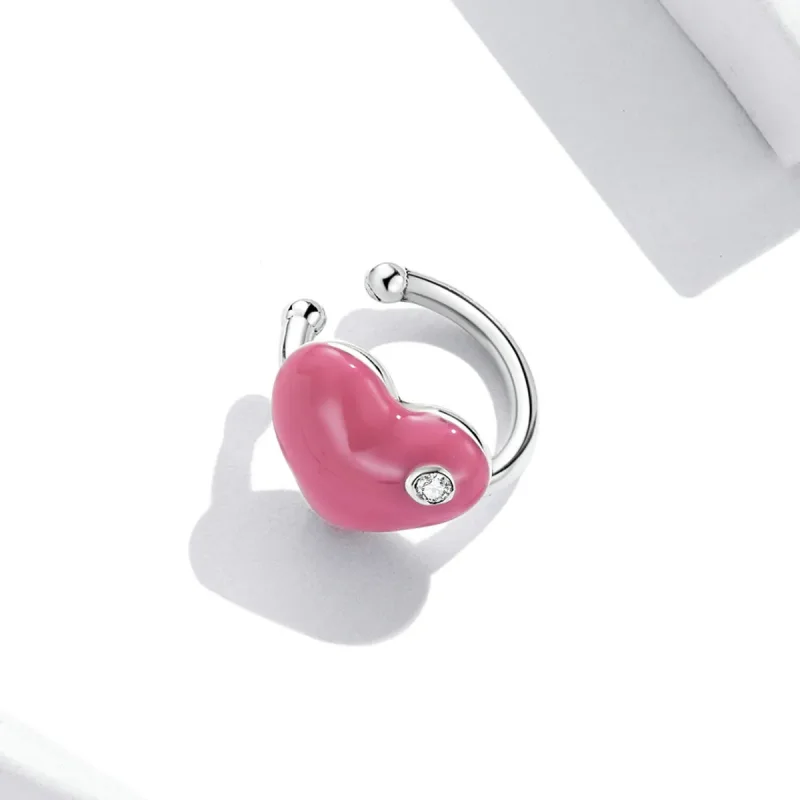 (slika za) Sponka za uho Pandora Style Rose Red Heart - SCE1362 - Ogled 4