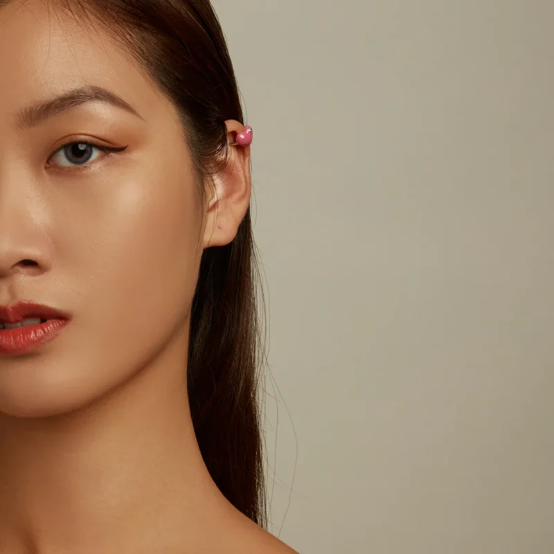 (slika za) Sponka za uho Pandora Style Rose Red Heart - SCE1362 - Ogled 5