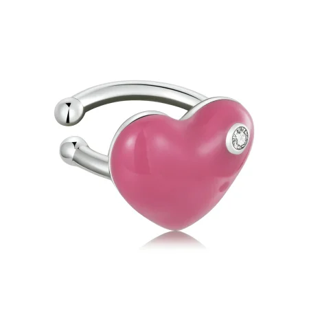 Sponka za uho Pandora Style Rose Red Heart - SCE1362