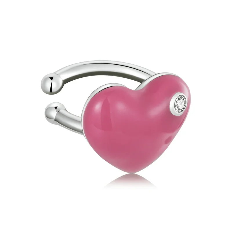 (slika za) Sponka za uho Pandora Style Rose Red Heart - SCE1362 - Slika izdelka