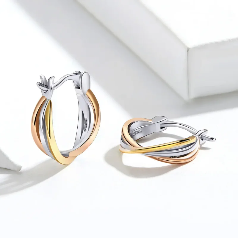 (slika za) Dvobarvni uhani s čepki v slogu Pandora - SCE719 - Ogled 2