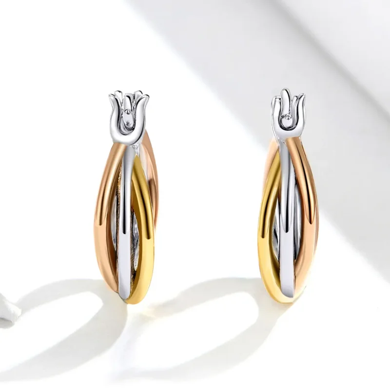 (slika za) Dvobarvni uhani s čepki v slogu Pandora - SCE719 - Ogled 4