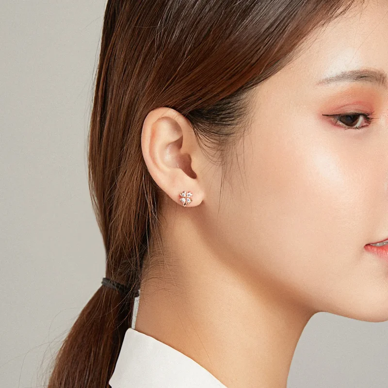 (slika za) Dvobarvni dvobarvni dvobarvni uhani s travo in metulji v stilu Pandora - SCE1008 - Ogled 5