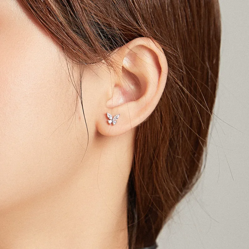 (slika za) Dvobarvni dvobarvni dvobarvni uhani s travo in metulji v stilu Pandora - SCE1008 - Ogled 7