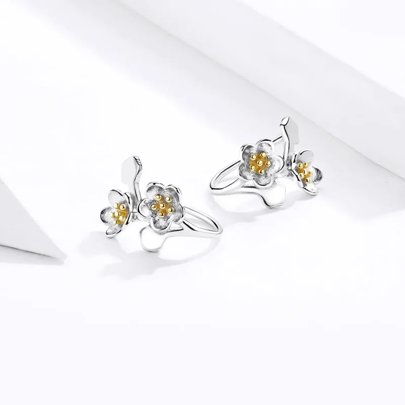 (slika za) Dvobarvni dvobarvni uhani sakura v slogu Pandora - SCE778 - Ogled 4