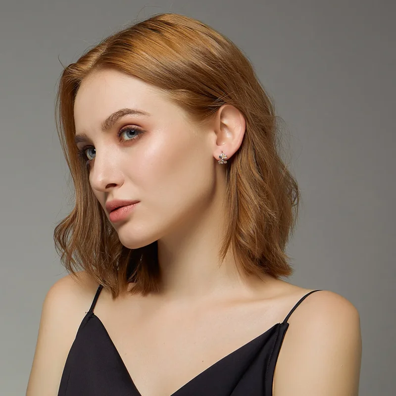 (slika za) Dvobarvni dvobarvni uhani sakura v slogu Pandora - SCE778 - Ogled 6