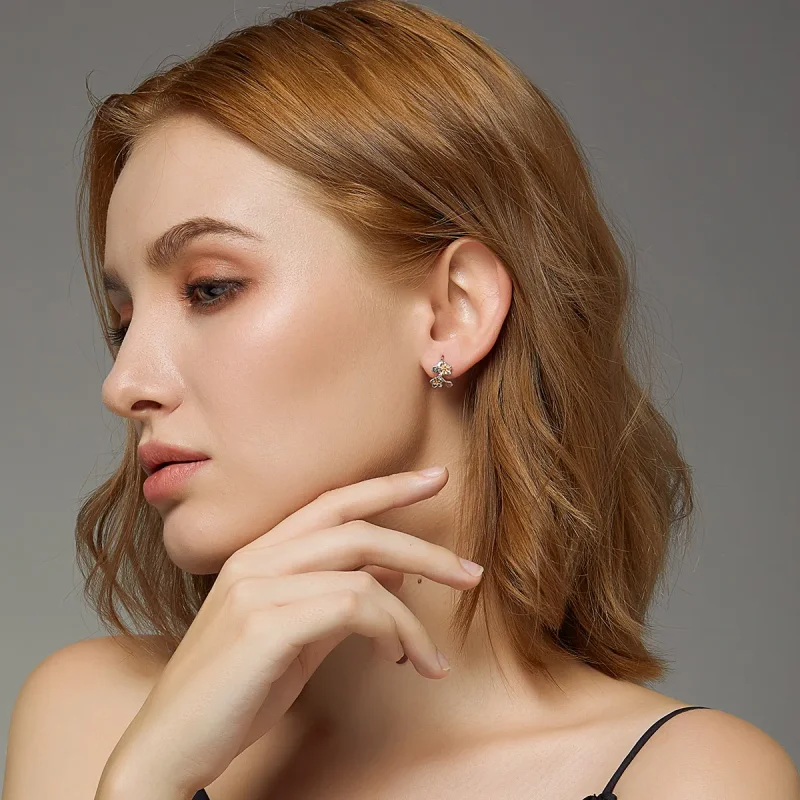 (slika za) Dvobarvni dvobarvni uhani sakura v slogu Pandora - SCE778 - Ogled 7