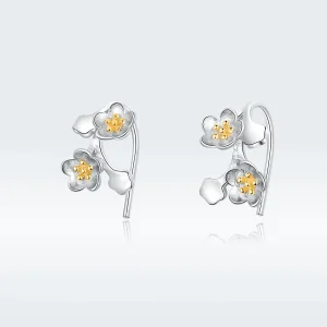 (slika za) Dvobarvni dvobarvni uhani sakura v slogu Pandora - SCE778