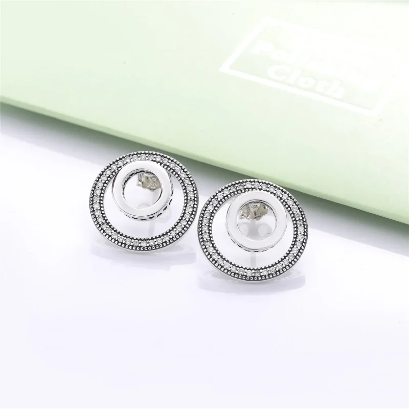 (slika za) Forever PANDORA Signature Earrings, Clear CZ - 297446CZ - Ogled 2