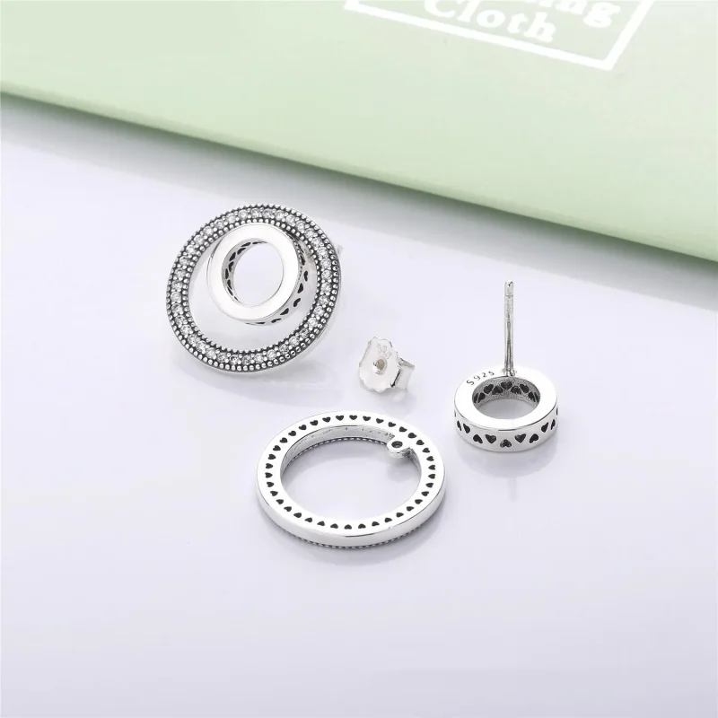 (slika za) Forever PANDORA Signature Earrings, Clear CZ - 297446CZ - Ogled 4