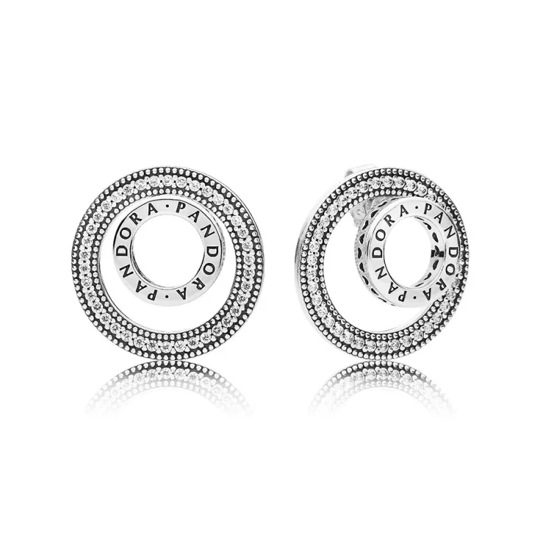 (slika za) Forever PANDORA Signature Earrings, Clear CZ - 297446CZ - Slika izdelka