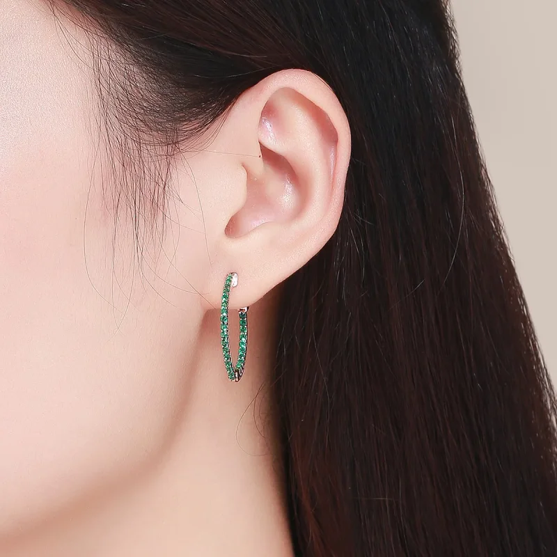 (slika za) Obročasti uhani iz rožnatega zlata in CZ v slogu Pandora - SCE511 - Ogled 4