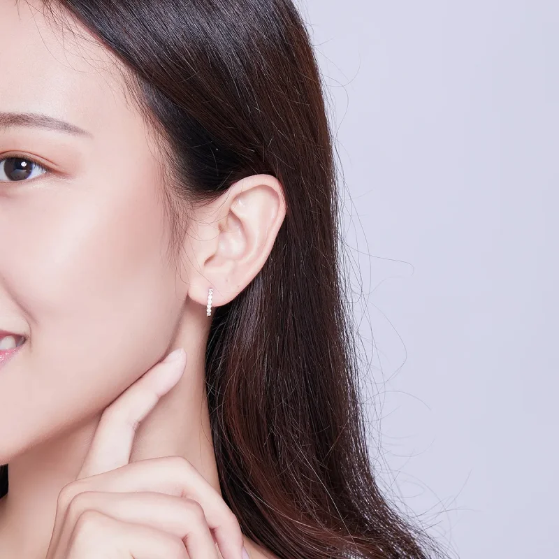 (slika za) Obročasti uhani iz rožnatega zlata v slogu Pandora Declaration of Grace - SCE351 - Ogled 2