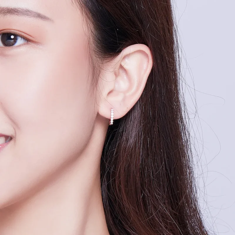 (slika za) Obročasti uhani iz rožnatega zlata v slogu Pandora Declaration of Grace - SCE351 - Ogled 6