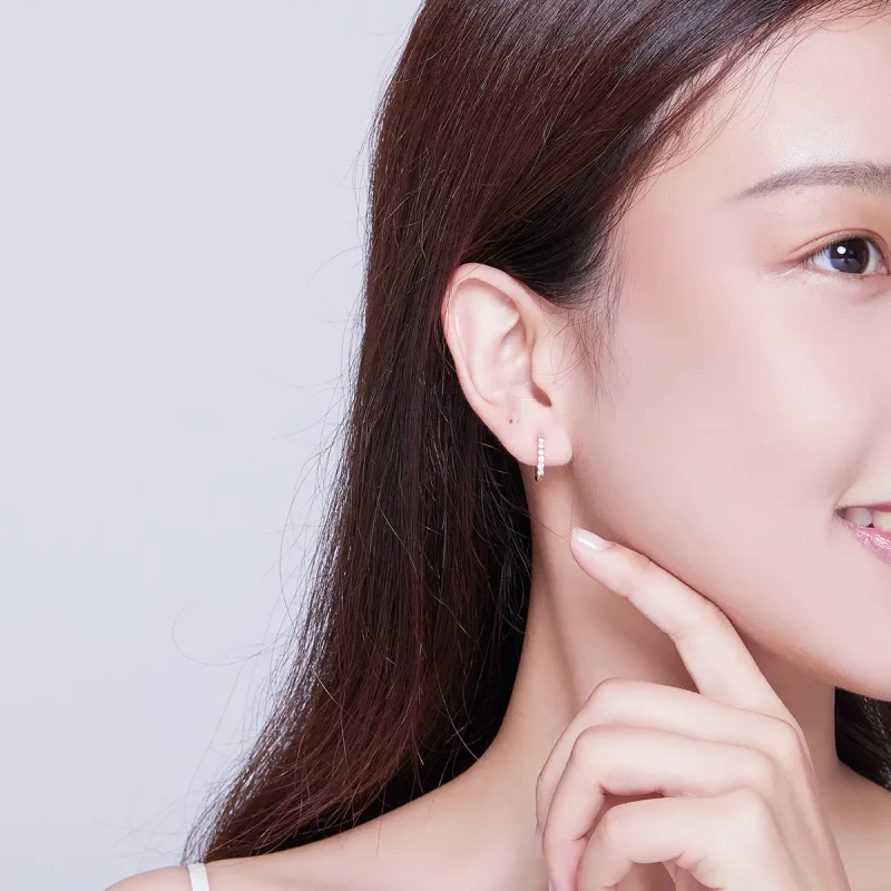 (slika za) Obročasti uhani iz rožnatega zlata v slogu Pandora Declaration of Grace - SCE351 - Ogled 7