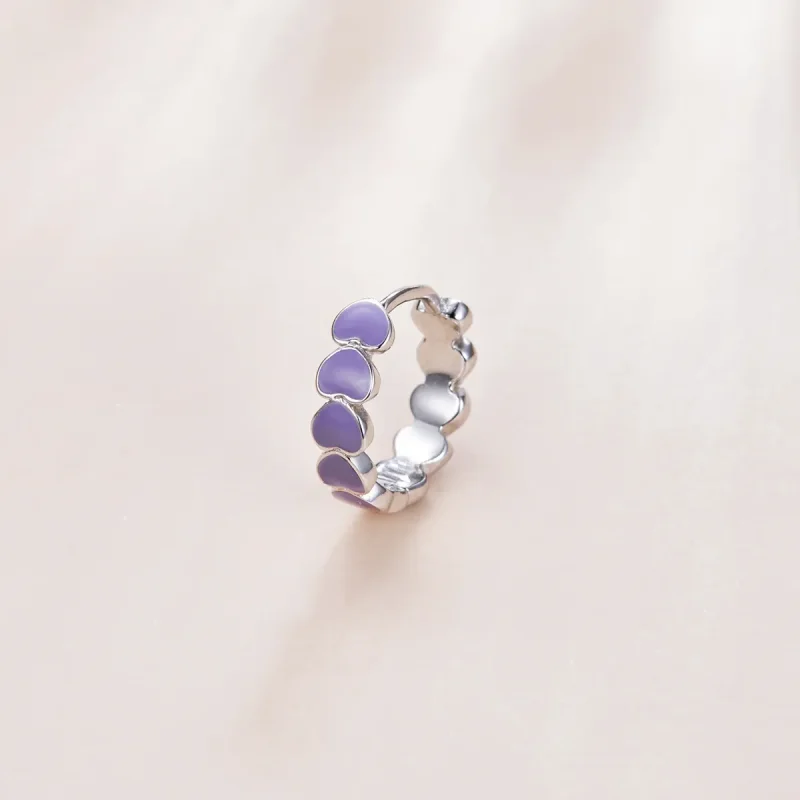 (slika za) Obročasti uhani s srebrnimi srčki v stilu Pandora - SCE1052-VT - Ogled 2