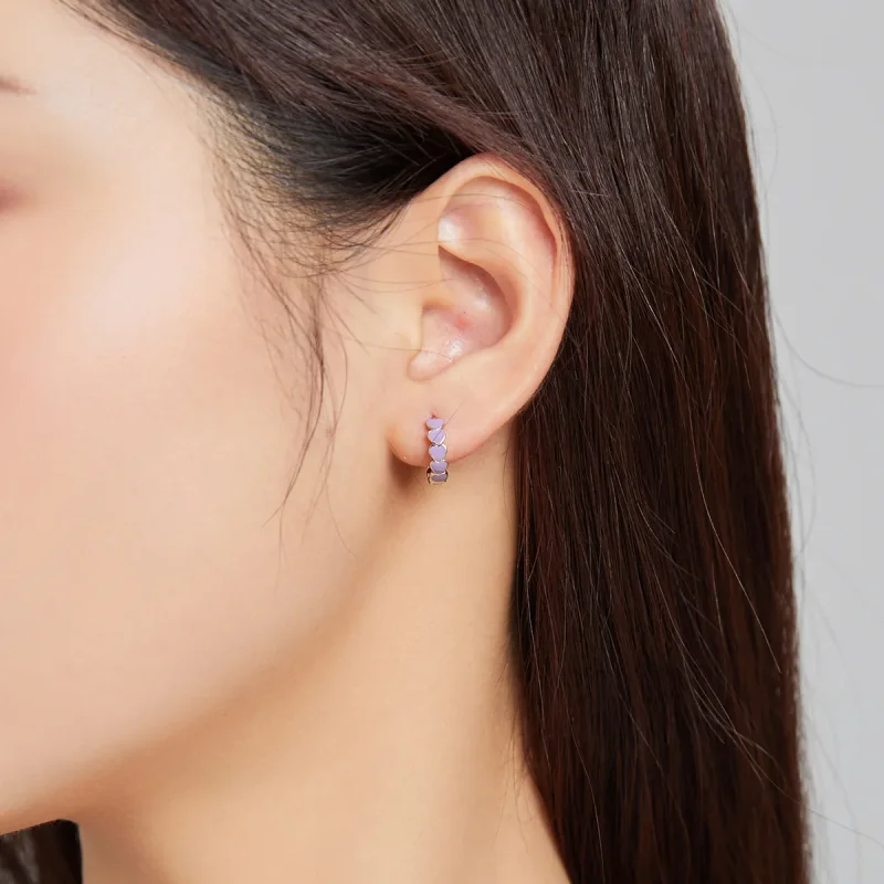 (slika za) Obročasti uhani s srebrnimi srčki v stilu Pandora - SCE1052-VT - Ogled 5