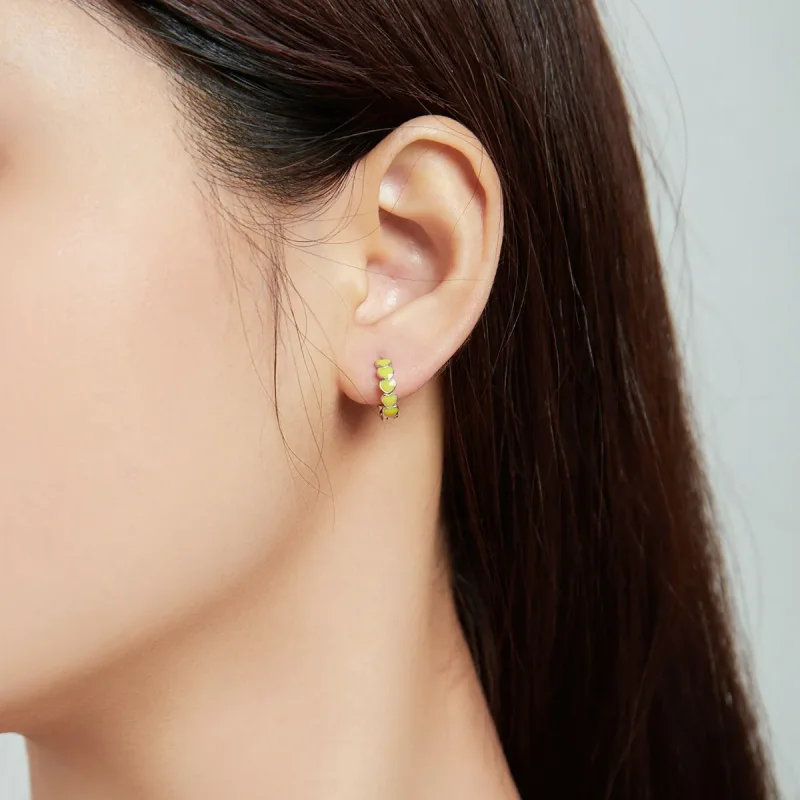 (slika za) Obročasti uhani s srebrnimi srčki v stilu Pandora - SCE1052-YE - Ogled 5