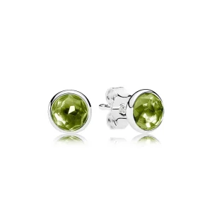 (slika za) PANDORA Avgust Droplets, uhani z žebljičkom Peridot - 290738pe