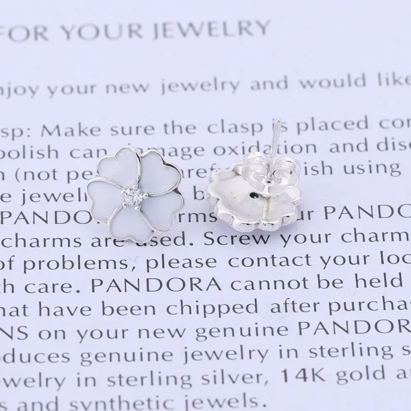 (slika za) PANDORA beli uhani s cvetovi jegliča - 290569EN12 - Ogled 2