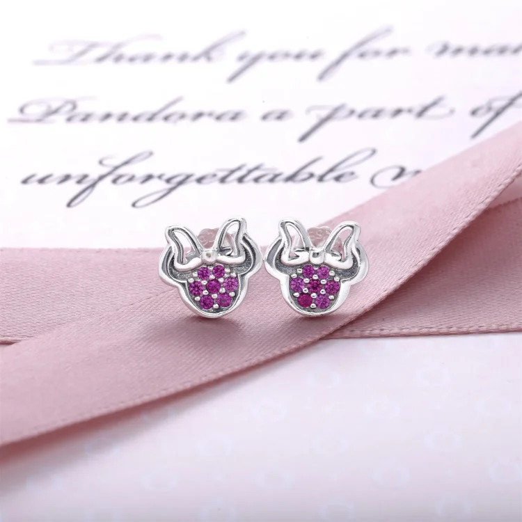 PANDORA Disney srebrni uhani Minnie - 290580CZR