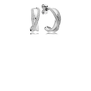 (slika za) PANDORA Entwined with Clear CZ Huggie Stud Earrings - 290730CZ