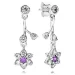PANDORA Forget Me Not s prozornimi in vijoličnimi visečimi uhani CZ - 290691ACZ