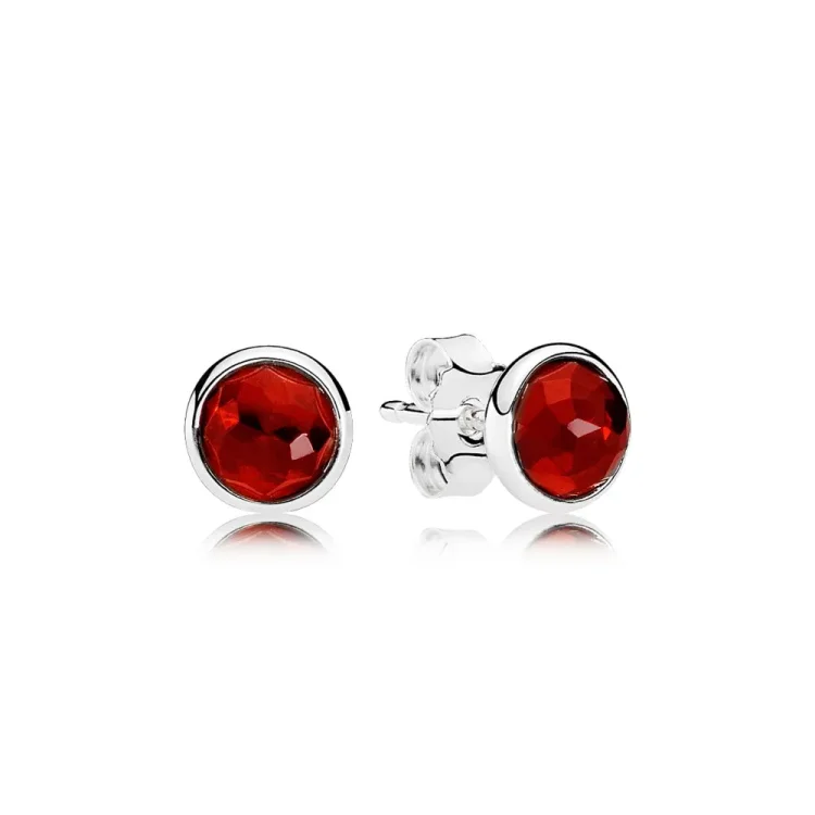 PANDORA July Droplets, uhani iz sintetičnega rubina - 290738sru
