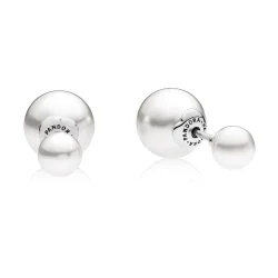 PANDORA Luminous Drops, beli uhani s kristalnimi biseri - 290747WCP