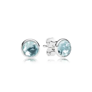 (slika za) PANDORA March Droplets, Aqua Blue Crystal Stud Earrings - 290738nab