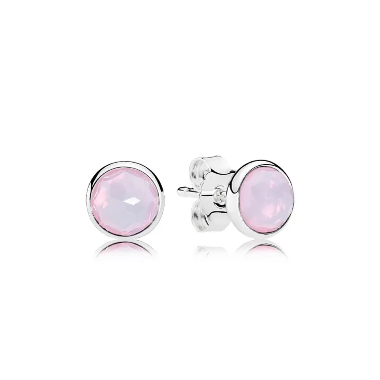 PANDORA October Droplets, Opalescentno roza kristalni uhani - 290738nop