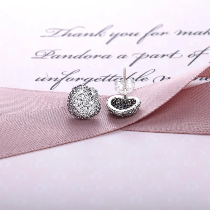 (slika za) PANDORA Pavé uhani v obliki srca - 290541CZ - Ogled 3