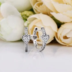 PANDORA Privlačni uhani v obliki src, prozorna CZ - 297290CZ