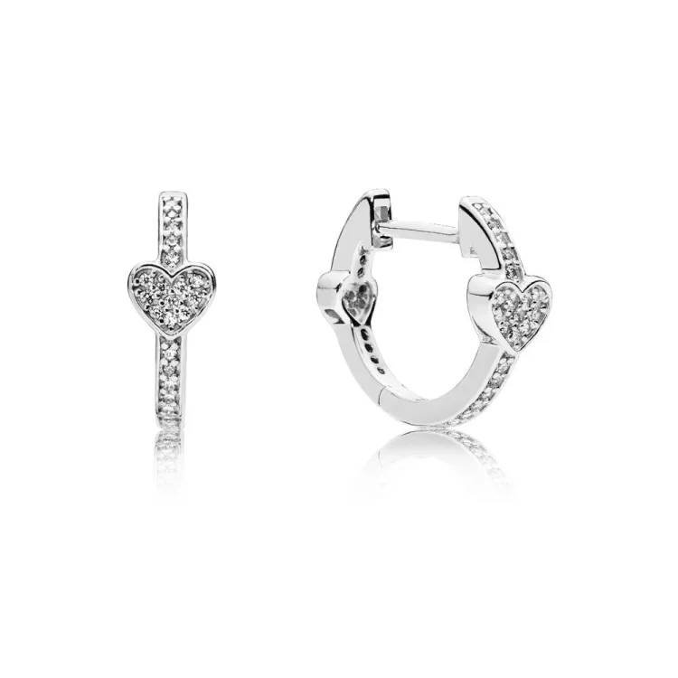 PANDORA Privlačni uhani v obliki src, prozorna CZ - 297290CZ