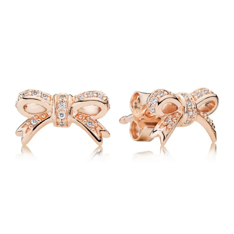 PANDORA Rose™ Bleščeča pentlja s prozornimi uhani CZ - 280555CZ