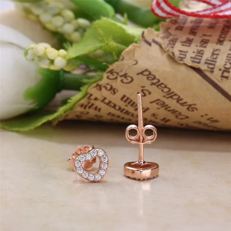 (slika za) PANDORA Rose™ Captured Hearts s prozornimi uhani CZ Stud - 280528CZ - Ogled 3