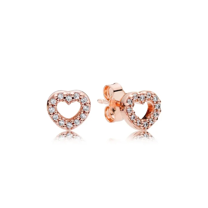 (slika za) PANDORA Rose™ Captured Hearts s prozornimi uhani CZ Stud - 280528CZ - Slika izdelka