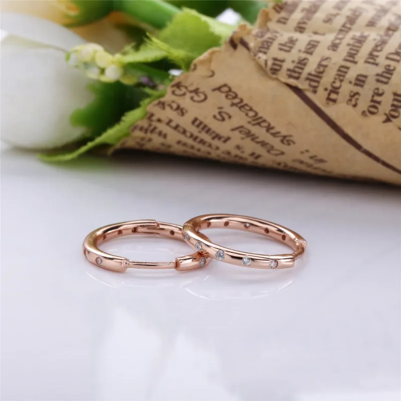 (slika za) PANDORA Rose™ Clear CZ Droplets Hoop Earrings - 286244CZ - Ogled 3