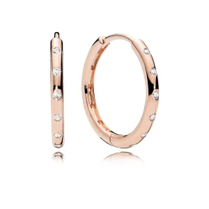(slika za) PANDORA Rose™ Clear CZ Droplets Hoop Earrings - 286244CZ