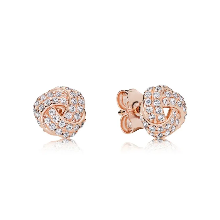 PANDORA Rose™ Sparkling Love Knot, prozorni uhani CZ Stud - 280696CZ