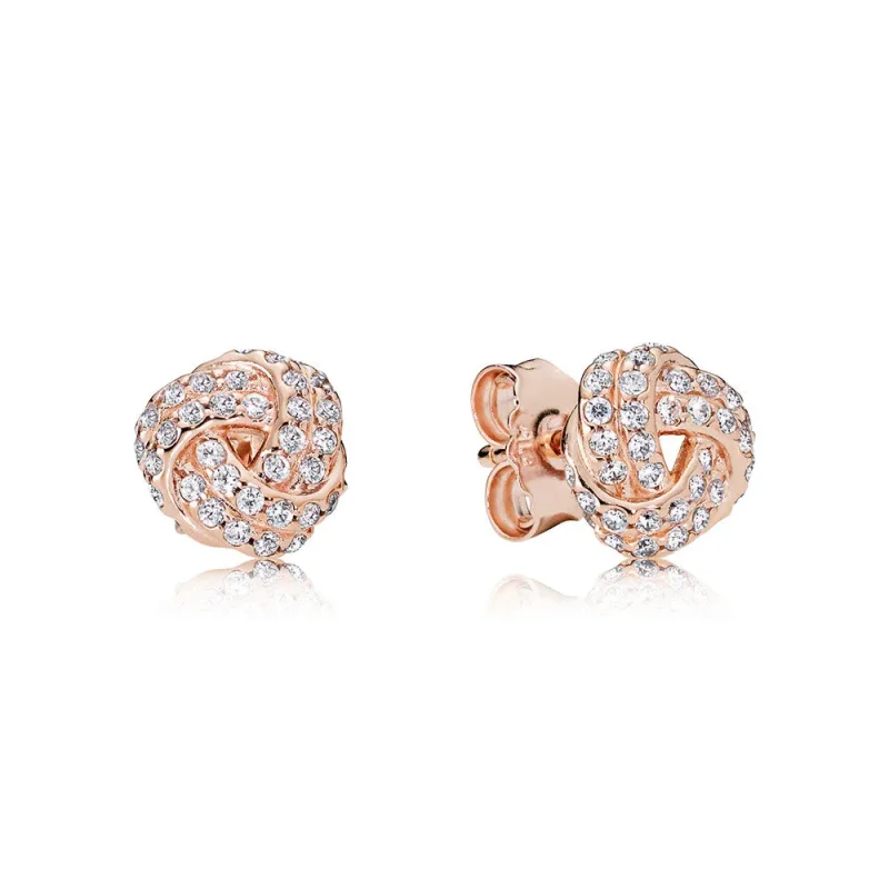 (slika za) PANDORA Rose™ Sparkling Love Knot, prozorni uhani CZ Stud - 280696CZ - Slika izdelka