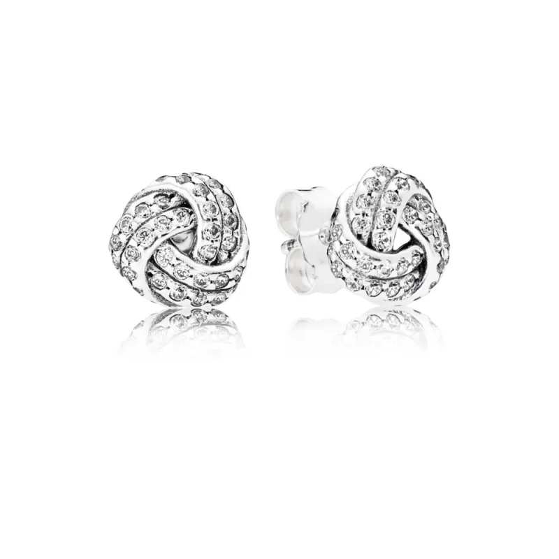 (slika za) PANDORA Sparkling Love Knots Stud Earrings, Clear CZ - 290696CZ - Slika izdelka