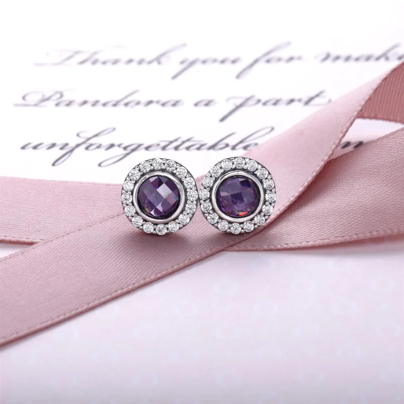 (slika za) PANDORA Statement Pink bleščeči uhani - 290553PCZ - Ogled 3